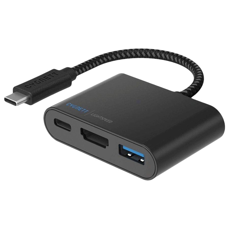 

Cygnett LightSpeed USB 3.0 (Type-C) to HDMI (Type-A)/USB 3.0 Hub (CY2053HUBC3, Black), No color