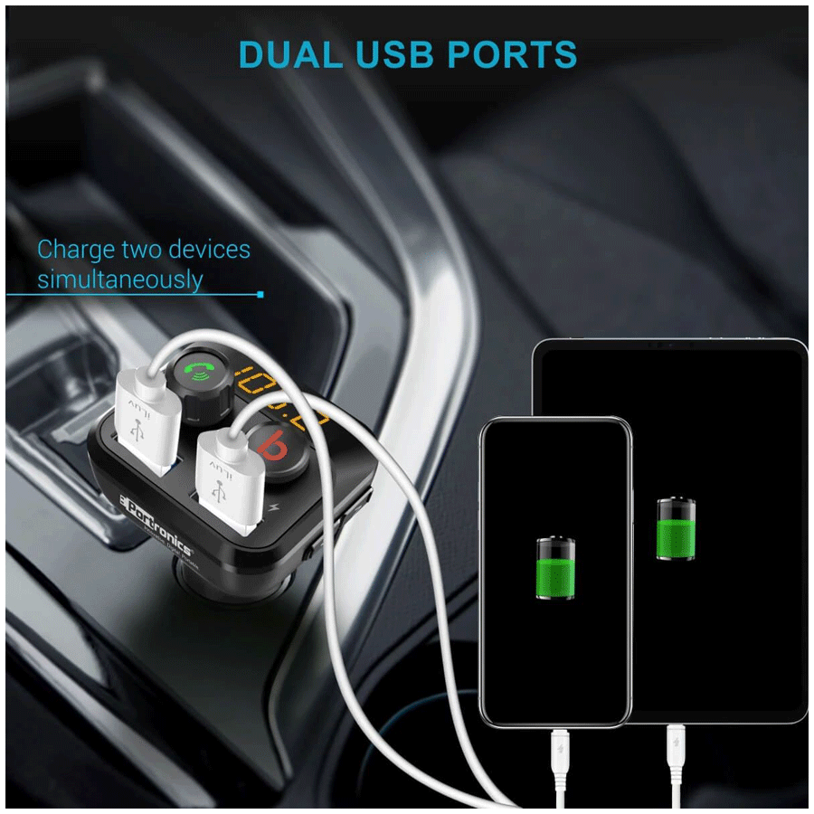 Buy Portronics Auto 10 3.4 A 2-Port USB and Bluetooth Car Charging Adapter  (Black) Online - Croma