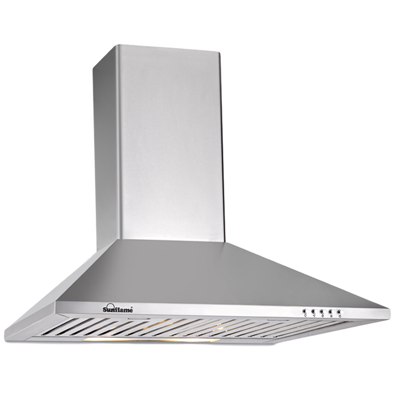 Sunflame Eva 700 m3/hr 60cm Wall Mount Chimney (Push Button Controls, 8178, Silver)