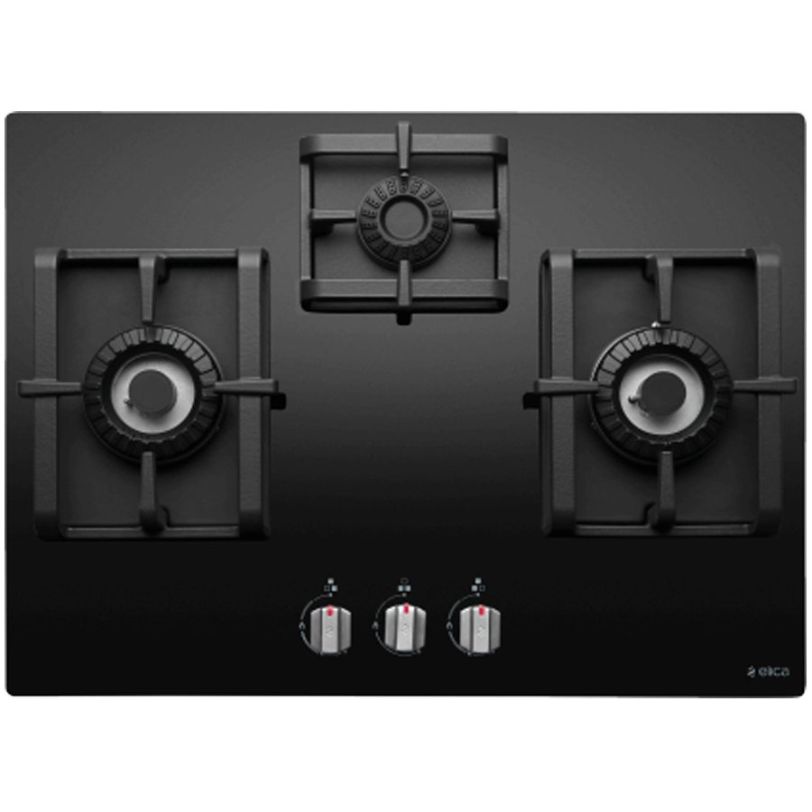 Elica 3 Burner Black Glass Built-in Gas Hob (Auto Ignition, Swirl Pro MFC 3B 70 DX, Black)_1
