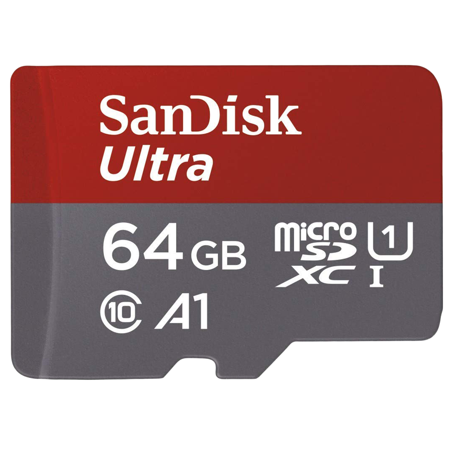 

Sandisk Ultra A1 64GB Class 10 microSD Memory Card (SDSQUAR-064G-GN6MN, Red/Silver), No color