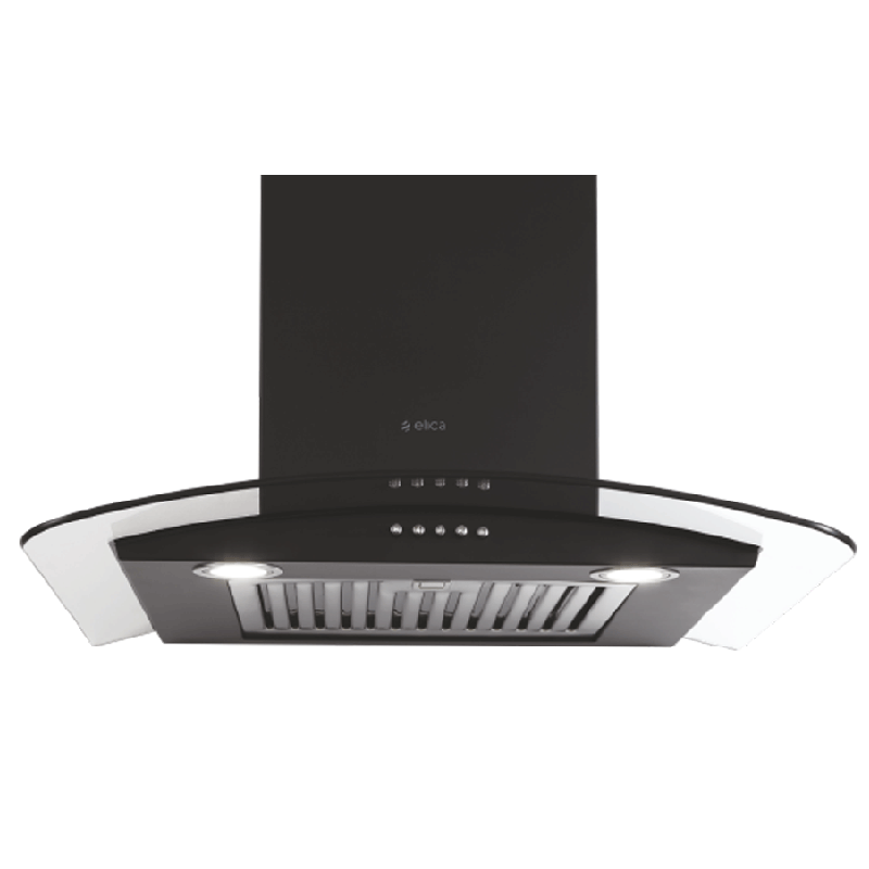 Elica 1220 m³/hr 60cm Wall Mount Chimney (Push Button Control, Glace SF ETB Plus LTW 60 PB LED, Black)