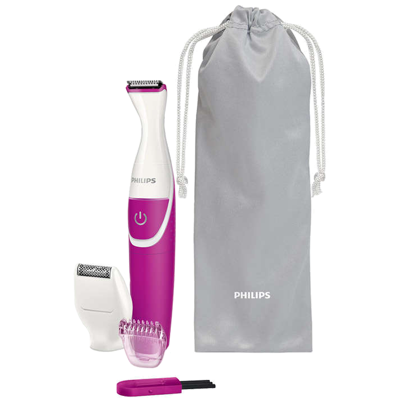 Philips BikiniGenie Stainless Steel Blades Cordless Trimmer (Wet & Dry Shave, BRT382/15, White/Pink)_1