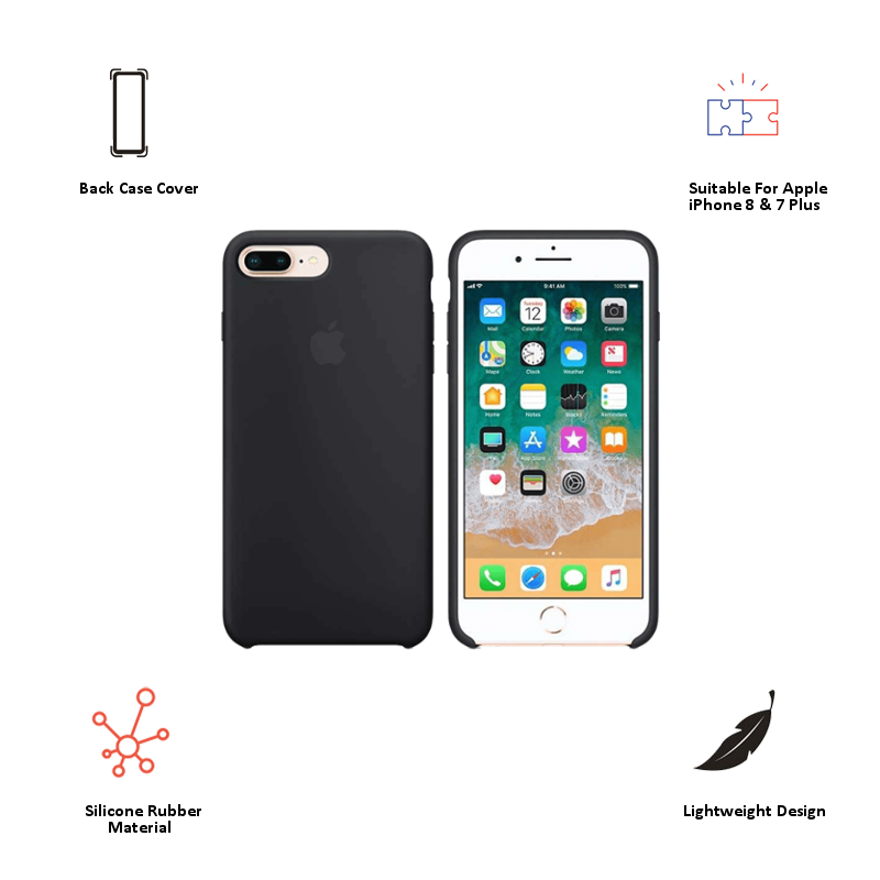 

Apple iPhone 8 Plus/7 Plus Silicone Back Case Cover (MQGW2ZM/A, Black), No color