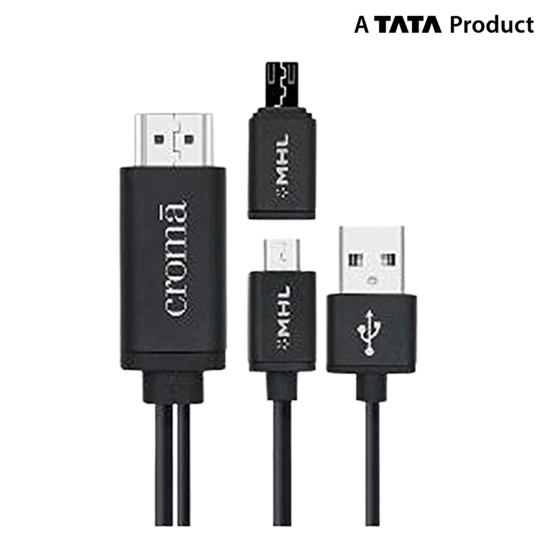 Croma HDMI (Type-A) to USB 2.0 (Type-A) + Micro USB + MHL Cable (EE2063 W2326, Black)_2