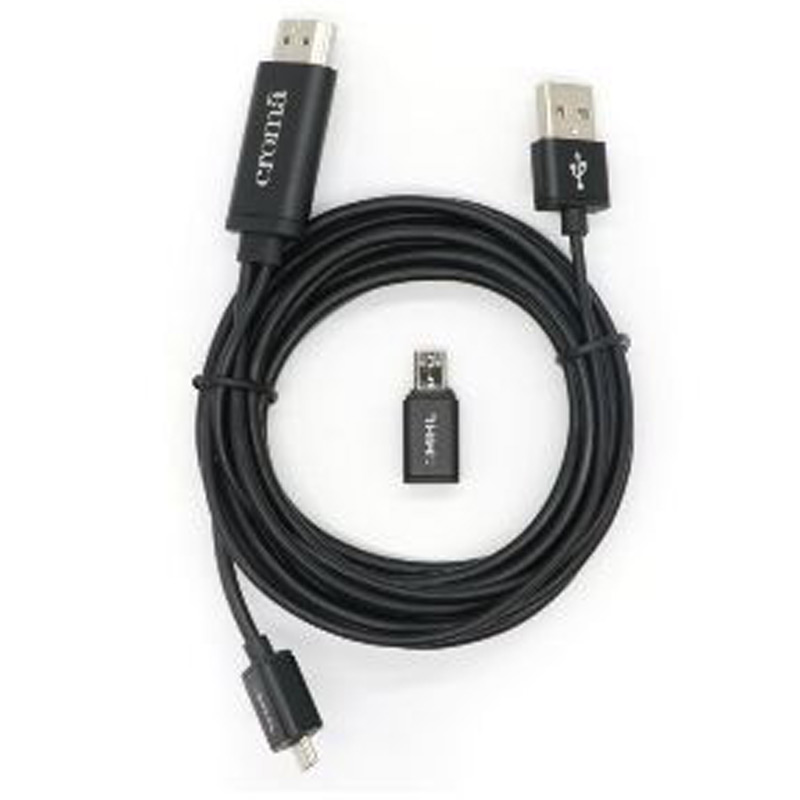 Croma HDMI (Type-A) to USB 2.0 (Type-A) + Micro USB + MHL Cable (EE2063 W2326, Black)_4