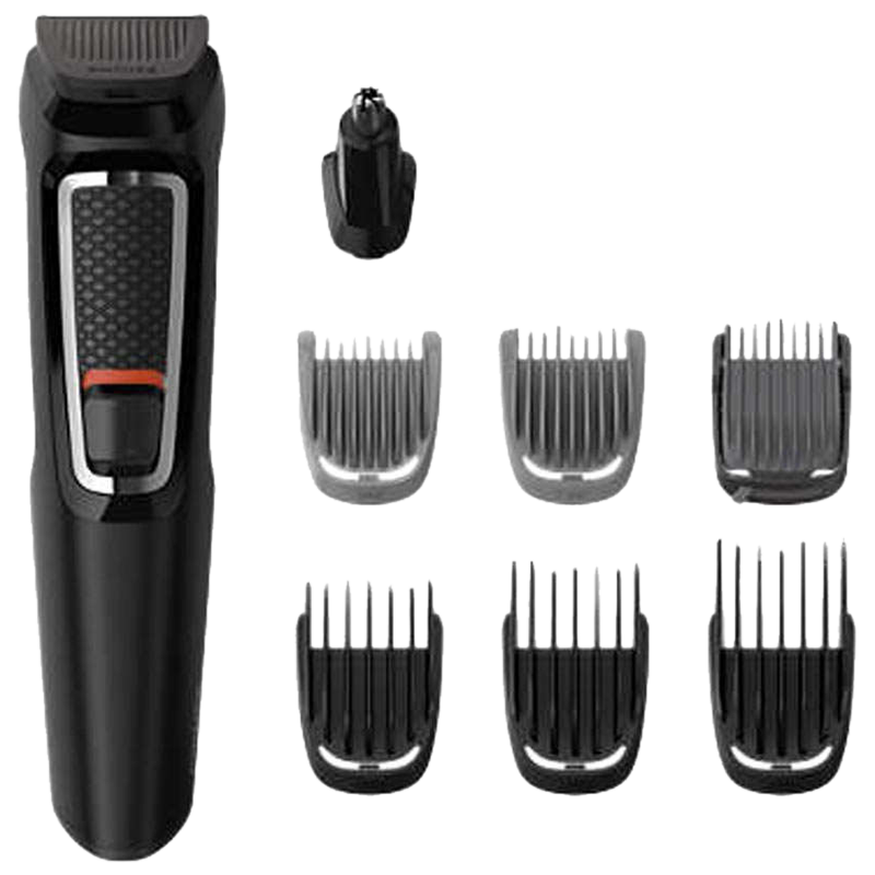Philips Multigroom Series 3000 Self-sharpening Steel Blades Cordless 8-in-1 Face & Hair Grooming Kit (MG3730/15, Black)_1