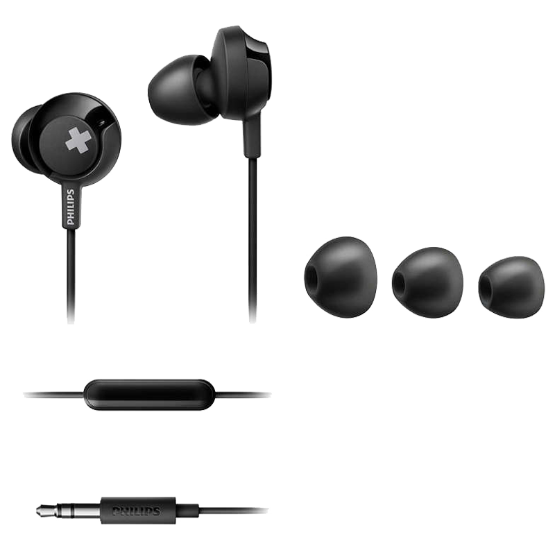 

Philips In-Ear Wired Earphones with Mic (SHE4305BK/00, Black), No color