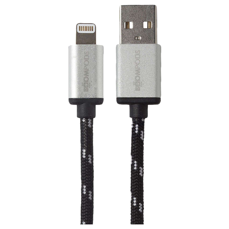 

Boompods Retro 1 Meter USB (Type-A) to Lightning Power/Charging USB Cable (For iPhones/iPads/iPods, BP-RC1M-BLK, Black), No color