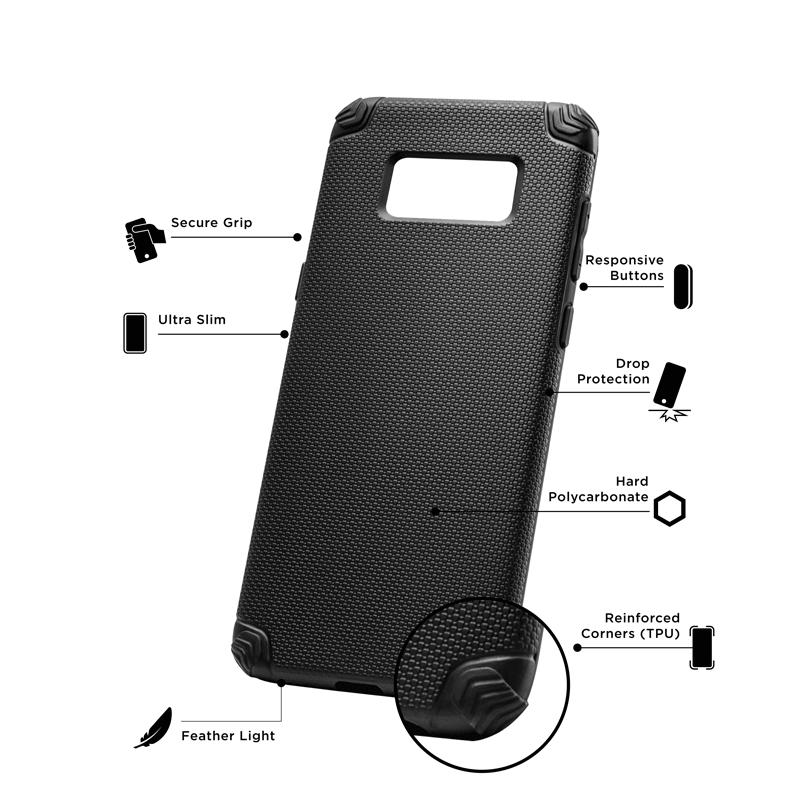 

itek Rugged Slim Armour Polycarbonate Back Case Cover for Samsung Galaxy S8 Plus (S PCS8plus_BK, Black), No color