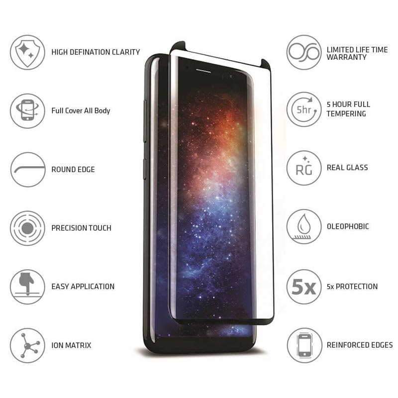 

Scratchgard Tempered Glass Screen Protector for Samsung Galaxy Note 8 (Black), No color