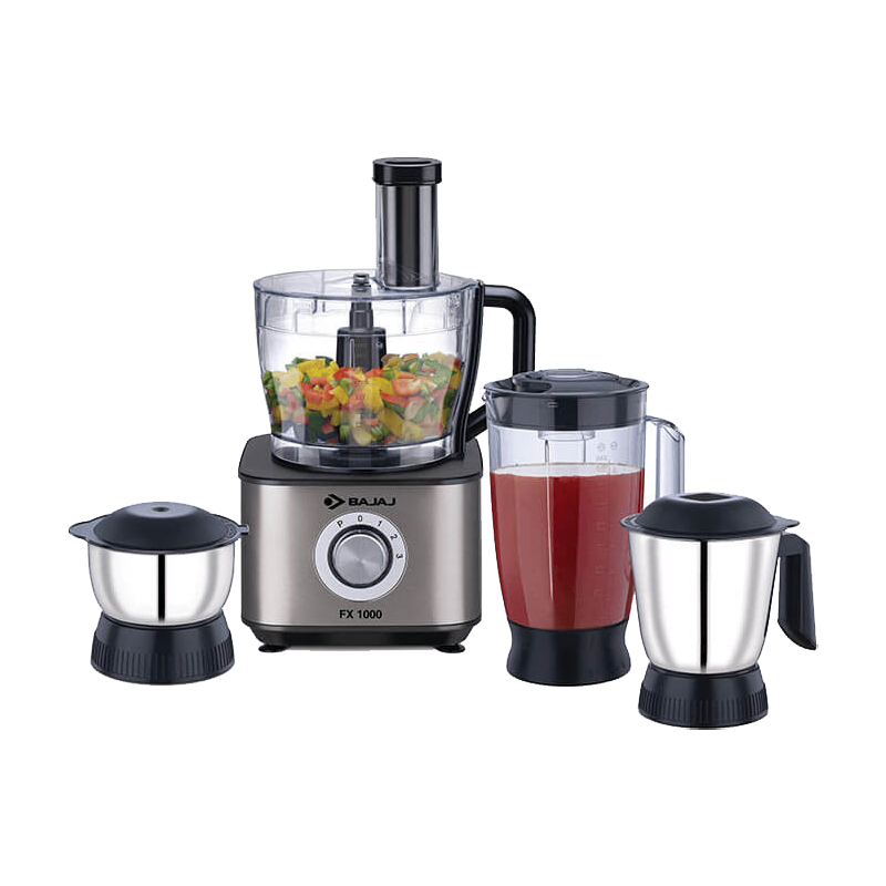 

Bajaj 1000 Watt Food Processor (FX-1000, Black/Silver), No color