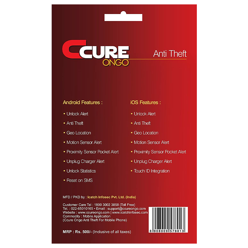 

CCURE Ongo Anti Theft for Mobile (Red) (COATM), Not applicable