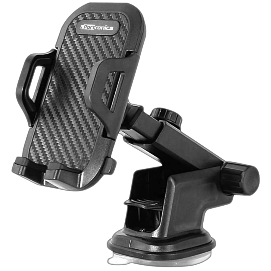 

Portronics Gel-Pad Suction Cup Clamp Car Mobile Holder (POR-116, Black), No color