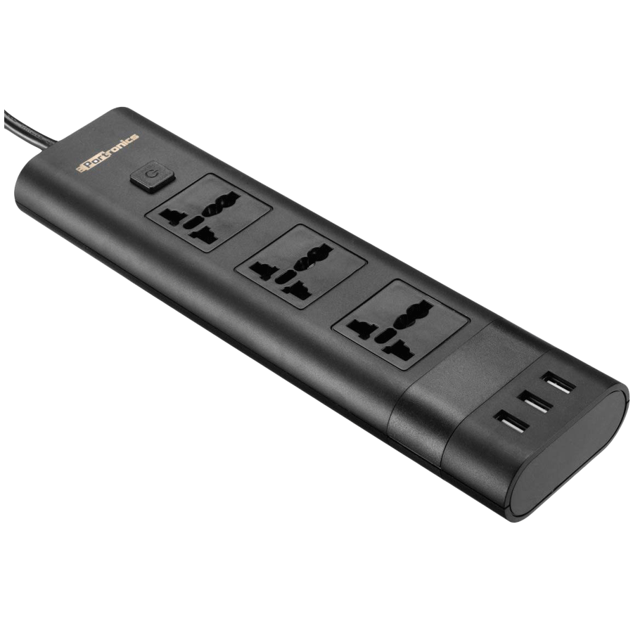 

Portronics Power Plate II USB Power and Surge Protector (POR-671, Black), No color