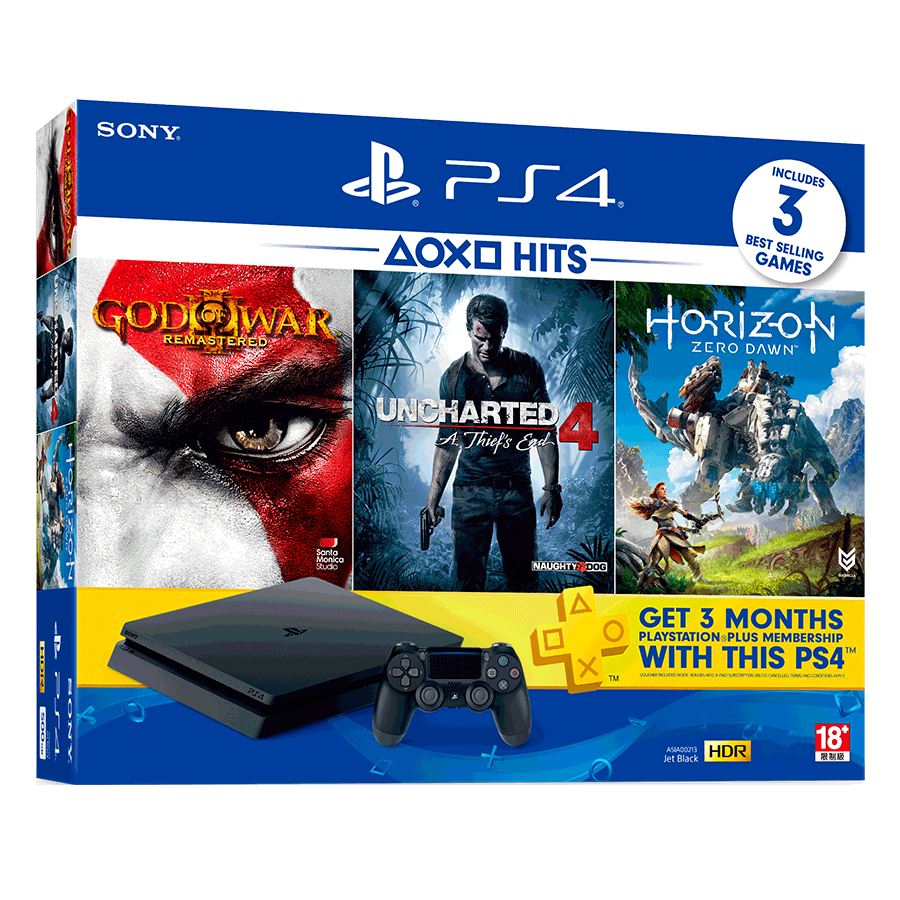 Sony PlayStation 4 1TB TV Console (Gow + UC4 + HZD +3M) (50668295, Black)_1