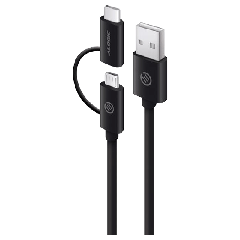 

ALOGIC Dual USB Combo Charging Cable (U2CMC-01BLK, Black), No color