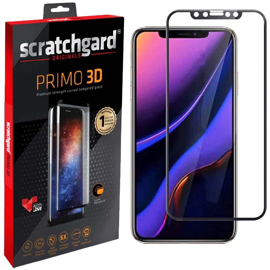 

Scratchgard Primo 3D Tempered Glass Screen Protector for Apple iPhone 11 Pro (Clear), No color