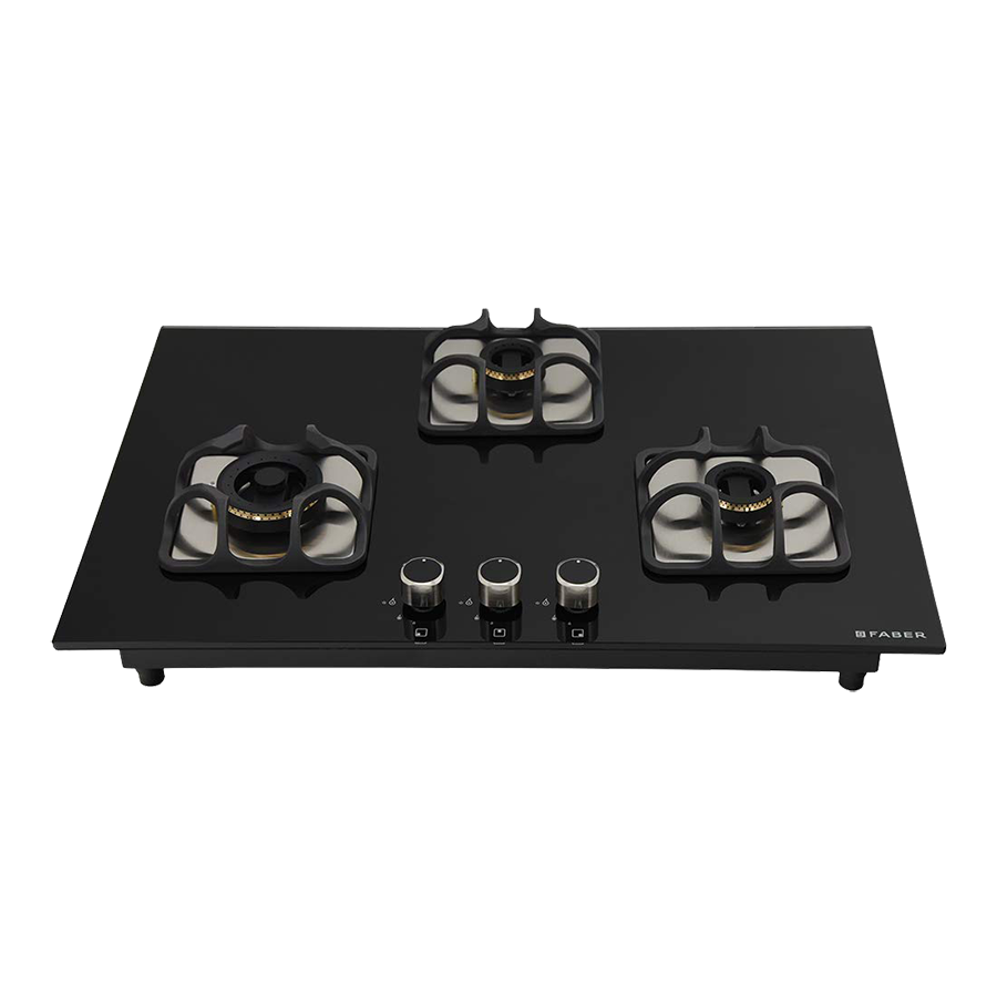 Faber Imperia 783 BRB CI 3 Burner Toughenend Glass Built-in Gas Hob (Cast Iron Pan Supports, 106.0581.647, Black)_4