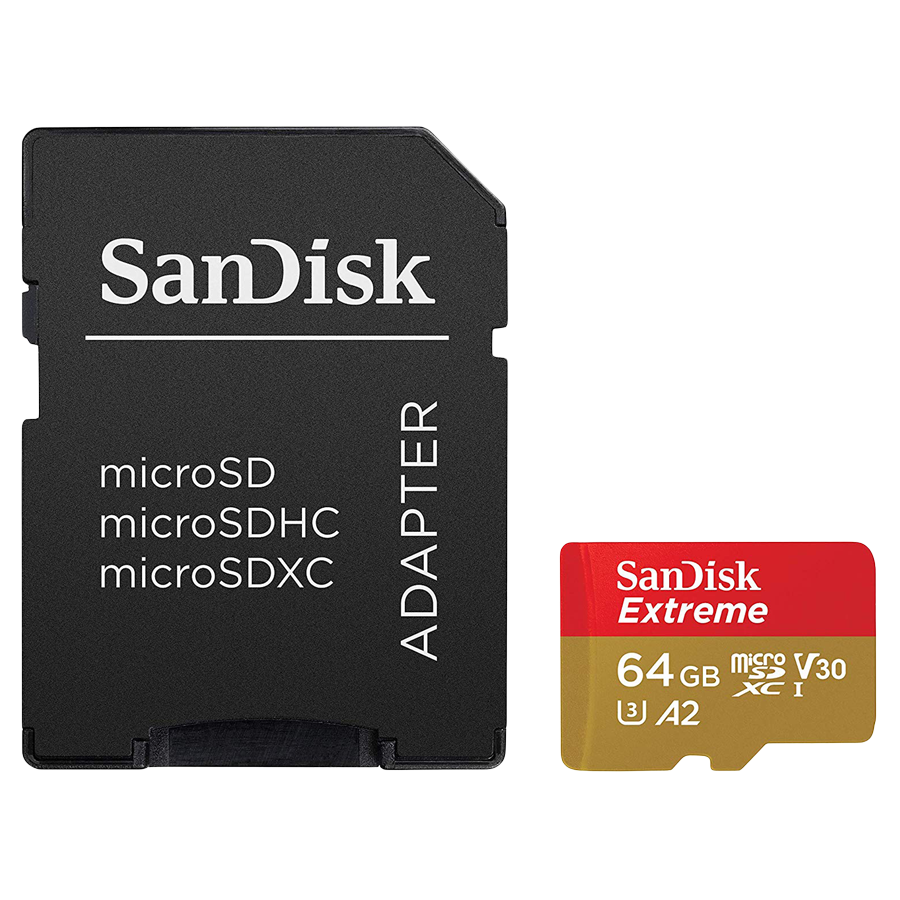 

SanDisk Extreme A2 V30 64 GB microSD Card (SDSQXA2-064G-GN6MA, Black), No color