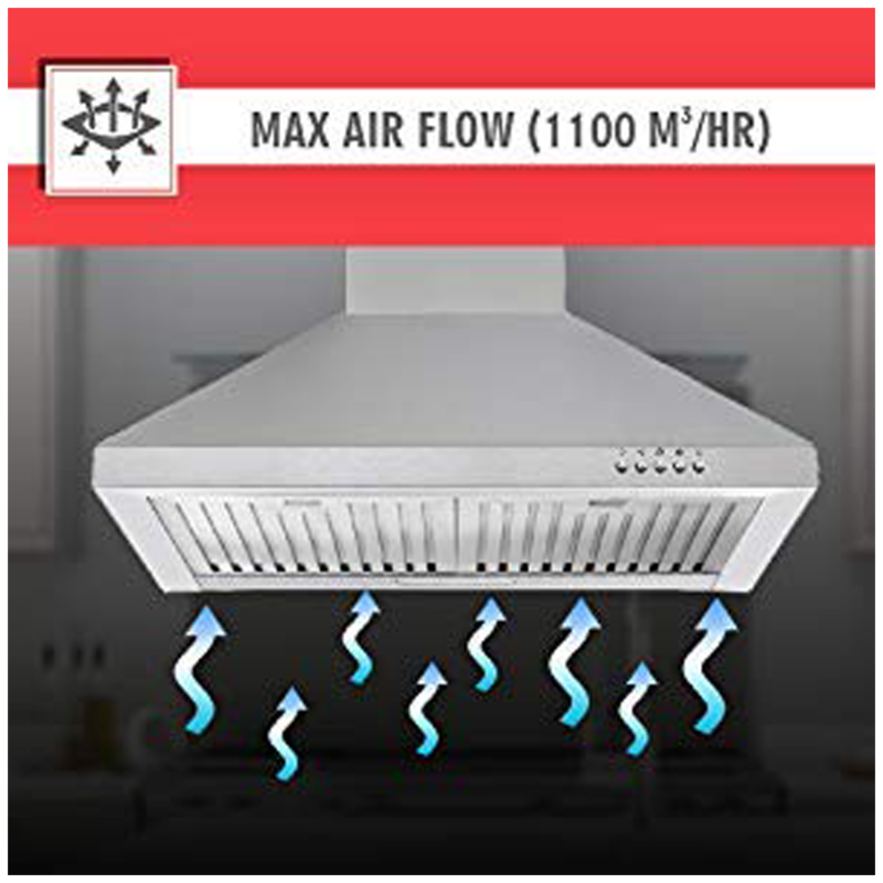 

elica 1100 mÂ³/hr 60cm Wall Mount Chimney (Push Button Control, AH 260 BF, Silver), No color