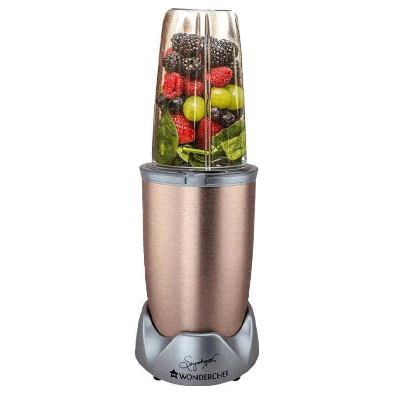 

Wonderchef Nutri-Blend Pro 700 Watts 2 Jars Juicer Mixer Grinder (Non-skid Rubber Foot, 63152633, Copper)