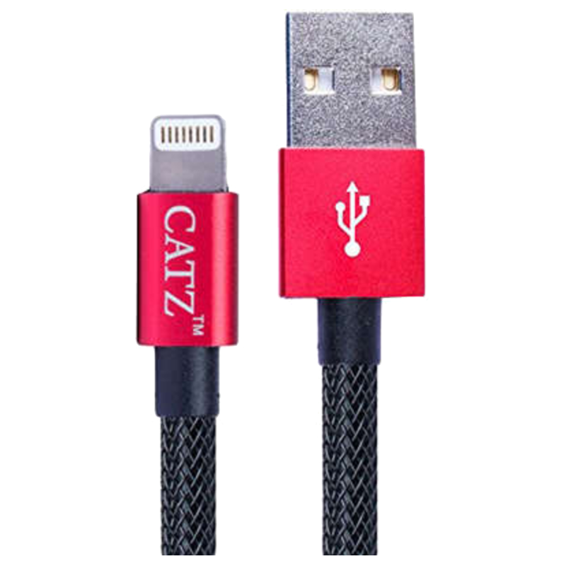 Catz Nylon 1 Meter USB (Type-A) to Lightning Data Transfer USB Cable (For iPhones/iPads, CZ-LT 1M, Black)