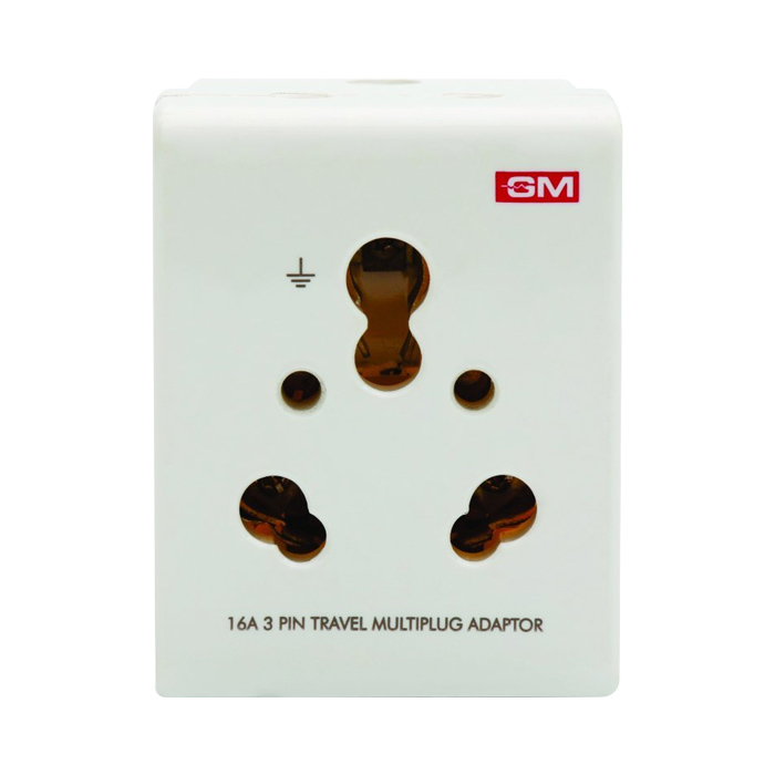 

GM Modular 16 Amp 3 Pin Multi Plug Adapter (3050, Black), No color