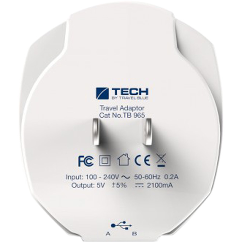 

Travel Blue 2.1 Amp Dual USB Wall Charger (965, White)