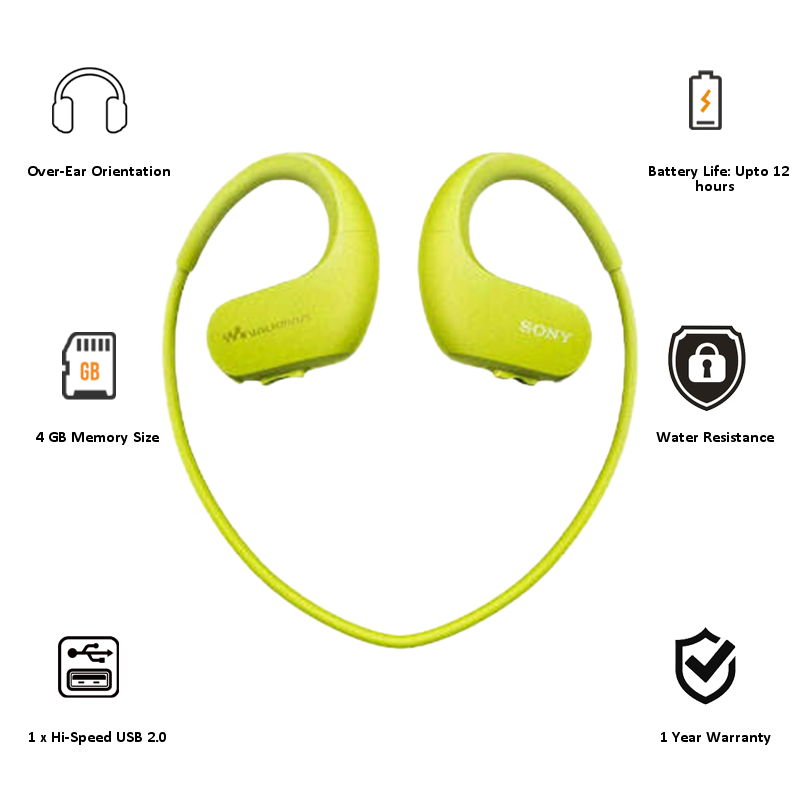 

Sony Walkman 4 GB MP3 Player (NW-WS413/GM1E, Green), No color