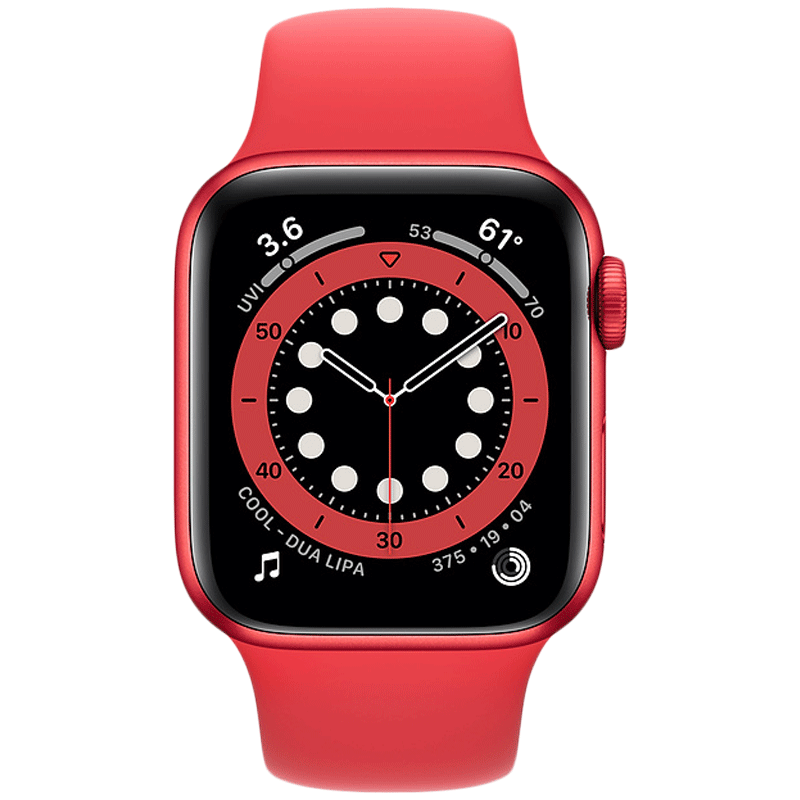 

Apple Watch Series 6 Smartwatch (GPS, 44mm) (Blood Oxygen Sensor, M00M3HN/A, Red, Sport Band), No color