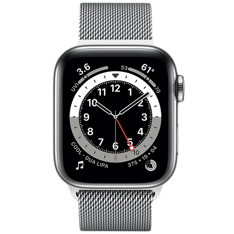 

Apple Watch Series 6 Smartwatch (GPS+Cellular, 44mm) (Blood Oxygen Sensor, M09E3HN/A, Silver, Milanese Loop), No color