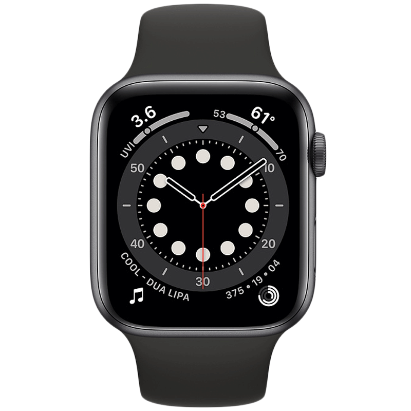 

Apple Watch Series 6 Smartwatch (GPS, 44mm) (Blood Oxygen Sensor, M00H3HN/A, Space Grey/Black, Sport Band), No color