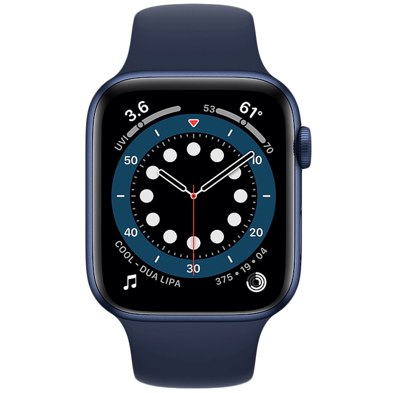 

Apple Watch Series 6 Smartwatch (GPS, 44mm) (Blood Oxygen Sensor, M00J3HN/A, Blue/Deep Navy, Sport Band), No color