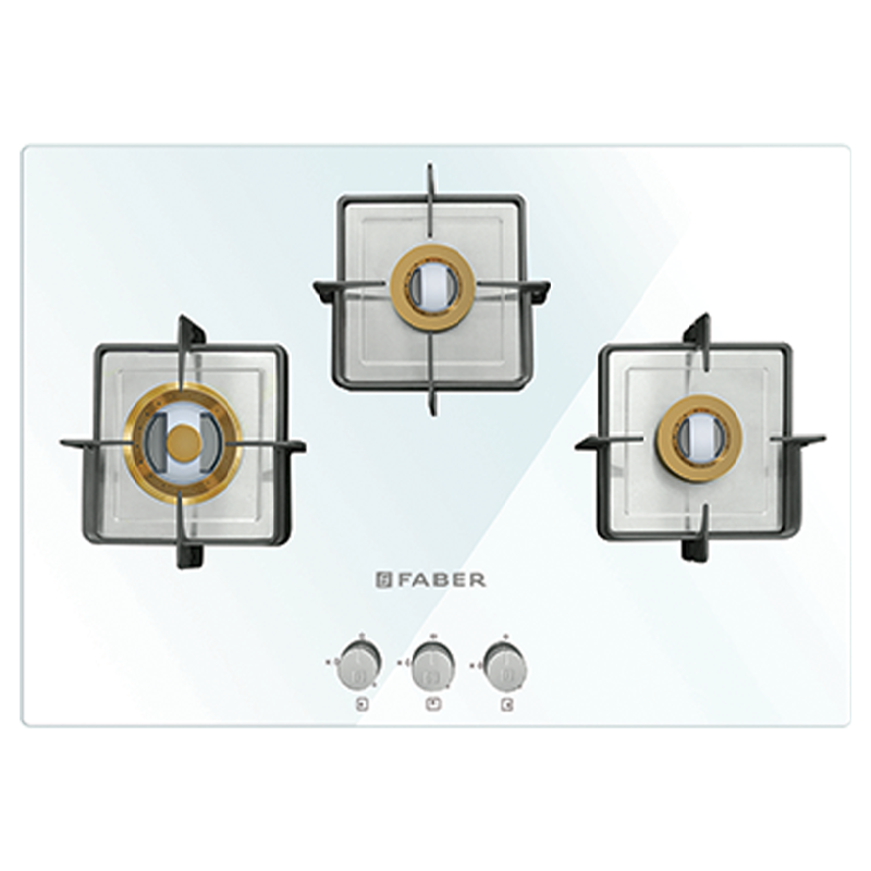 Faber 3 Burner Toughened Glass Built-in Gas Hob (Auto Ignition, HTG 753 CRS BR CI WH, White)_1