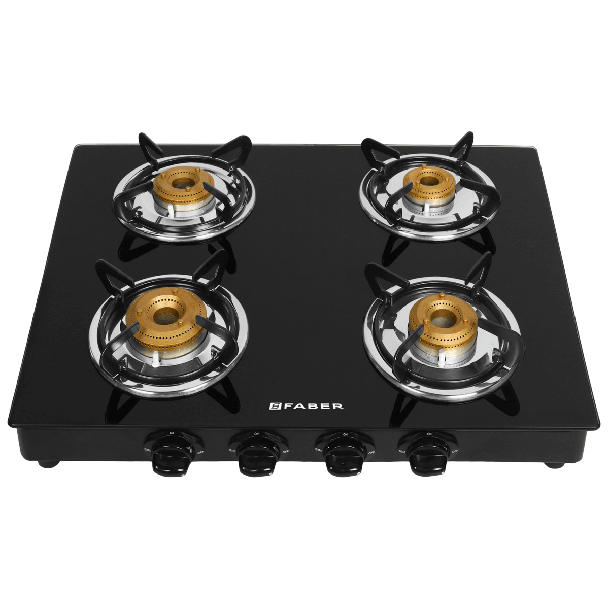 Faber Power 4BB 4 Burner Toughened Glass Gas Stove (Powder Coating Round Pan Support, 106.0629.733, Black)_4