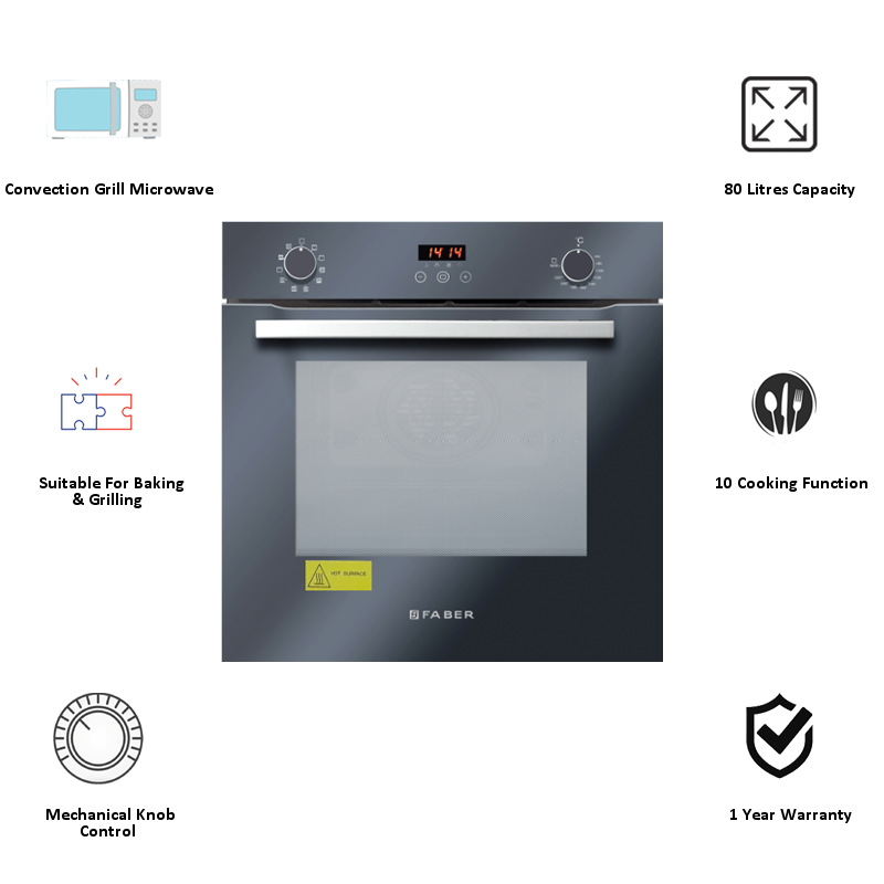 Faber 80 Litres Built-In Oven (10 Cooking Functions, FBIO 80L 10F GLM, Black)_3