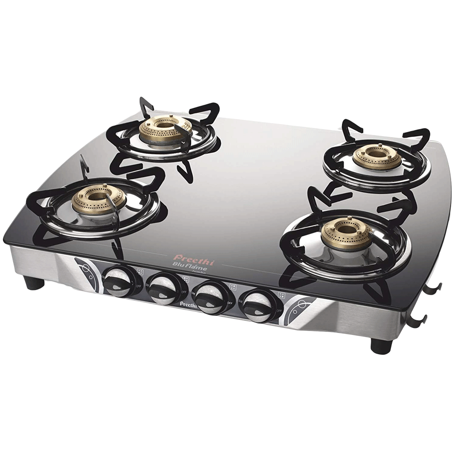 Buy Preethi Blu Flame Jumbo 4 Burner Toughened Glass Gas Stove (Sturdy ...