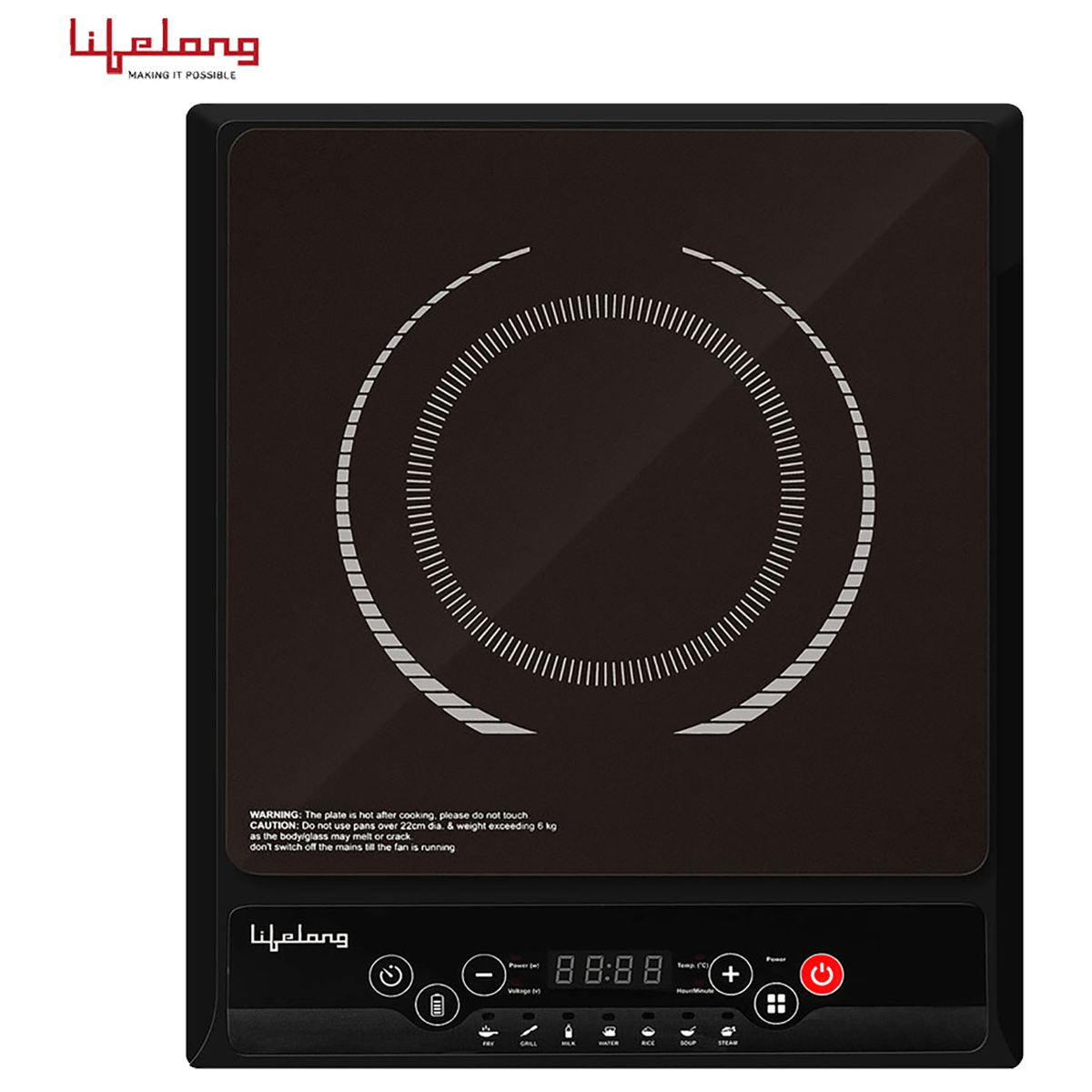Lifelong Inferno VX 1 Burner Glass Plate 2000 Watts Induction Cooktop (Pan Sensor Technology, LLIC10, Black)_1