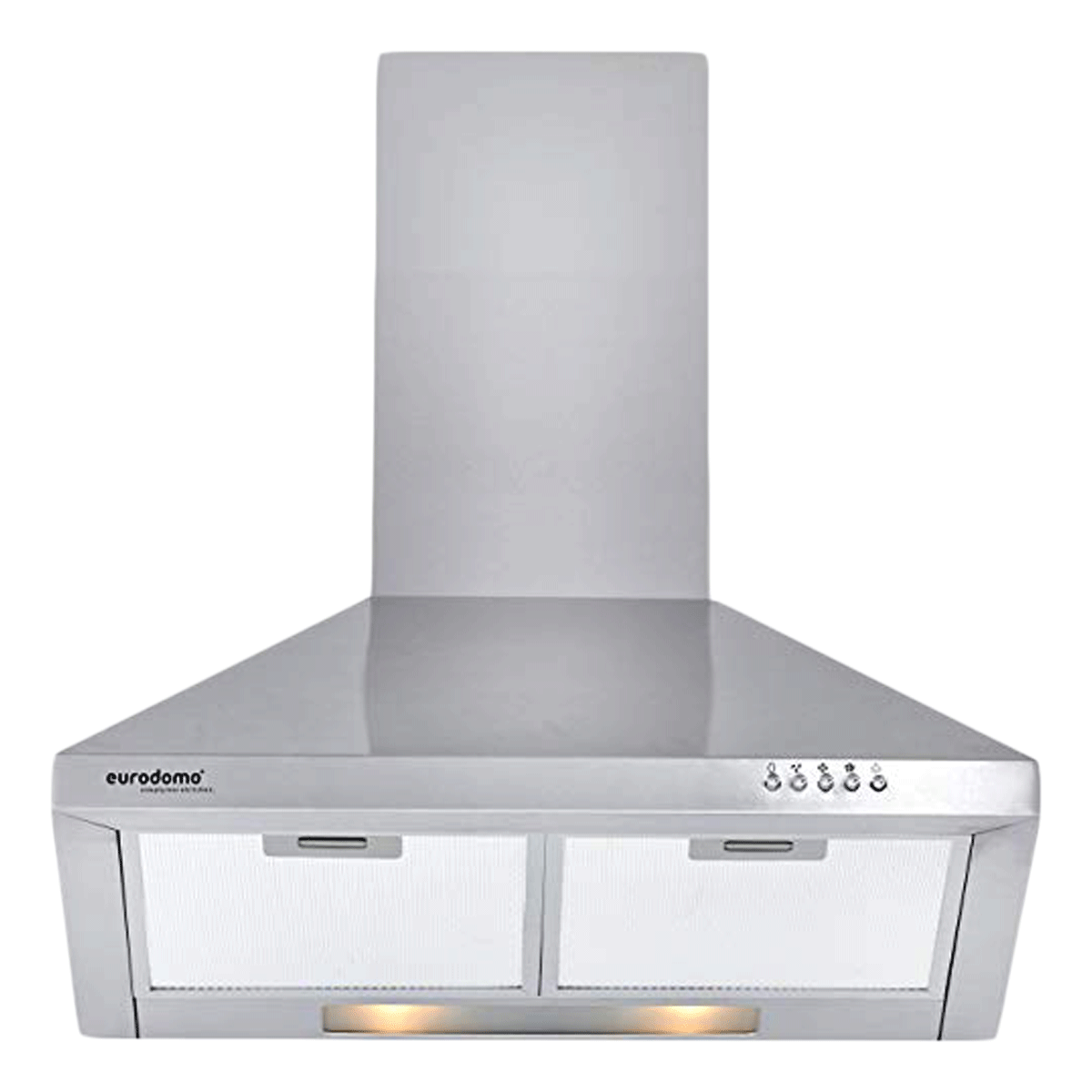 

Eurodomo Sapphire 850 m³/hr 60cm Wall Mount Chimney (Push Button, PB SS 60, Silver), No color