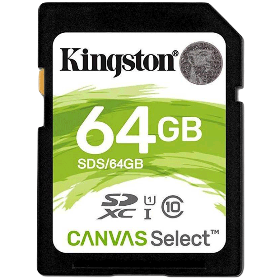 

Kingston Canvas Select 64GB Class 10 Memory Card (SDS/64GBIN | Black), No color