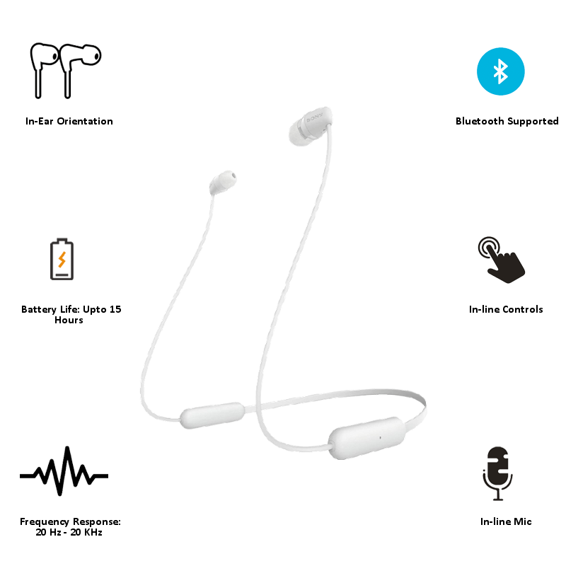 Sony WI-C200 Wireless Bluetooth Earphones (White)_3