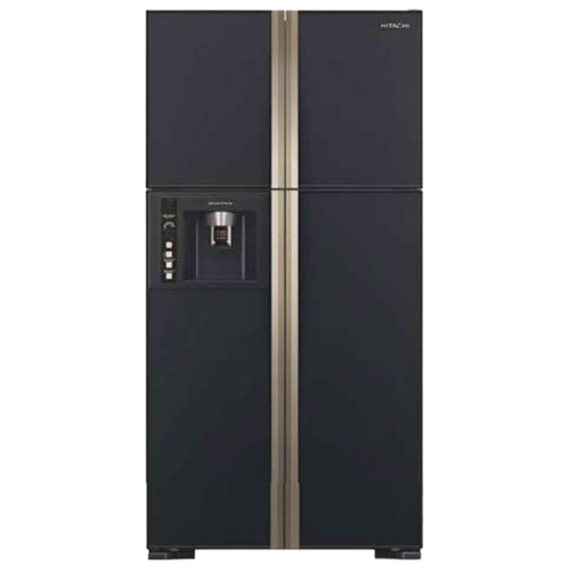 Hitachi 638 Litres Frost Free Inverter Side-by-Side Door Refrigerator (Eco Thermo Sensor, R-W720FPND1X, Glass Black)_1