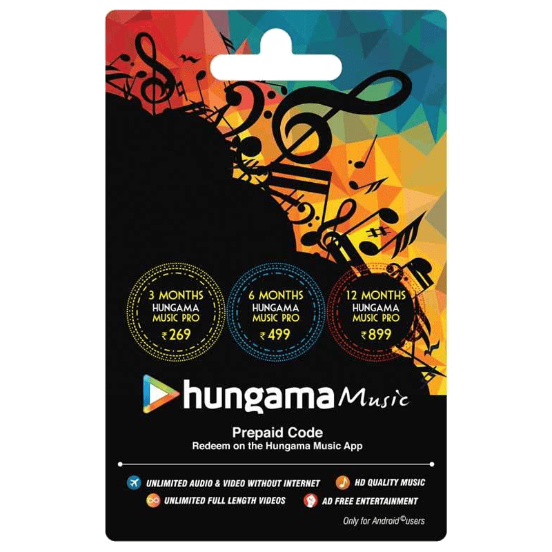 

Hungama Music Prepaid Code - INR 899, Not applicable