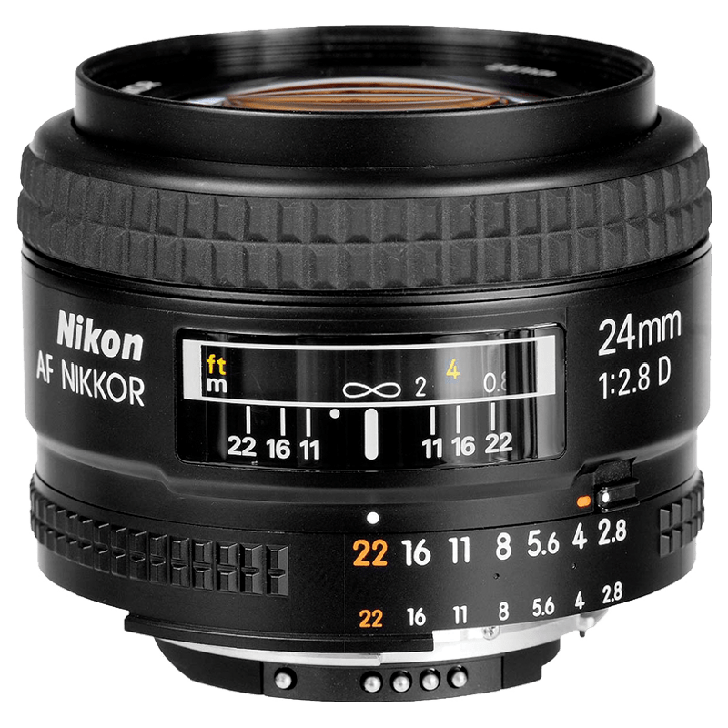 

Nikon AF Nikkor 24 mm F2.8-F22 Lens (Black), No color