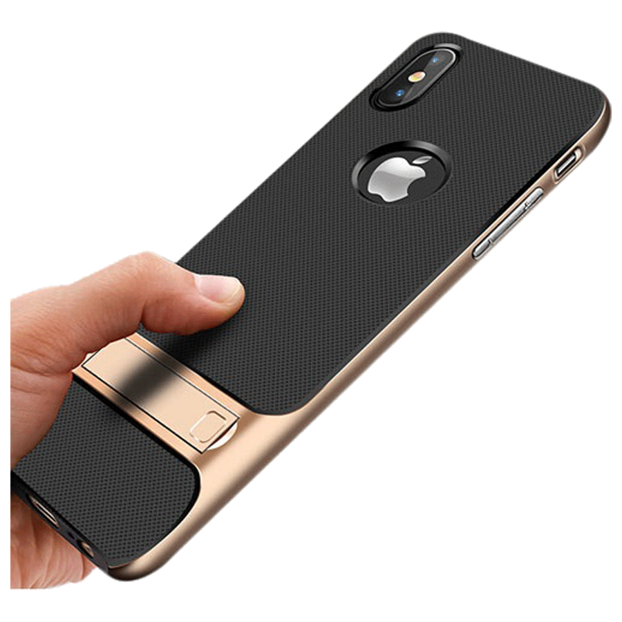 

Catz Silicone Back Case Cover with Stand for Apple iPhone X (IPXSSBCZ, Black), No color