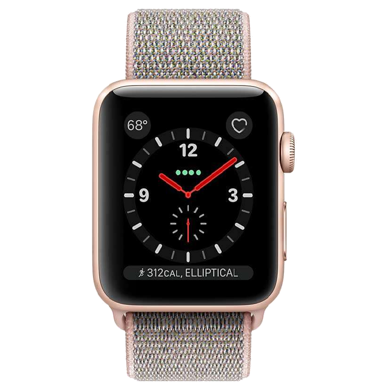 

Apple Watch Series 3 Smartwatch (GPS+Cellular, 38mm) (Supports Apple Watch e-SIM, MQKL2HN/A, Gold/Pink, Sport Loop), No color