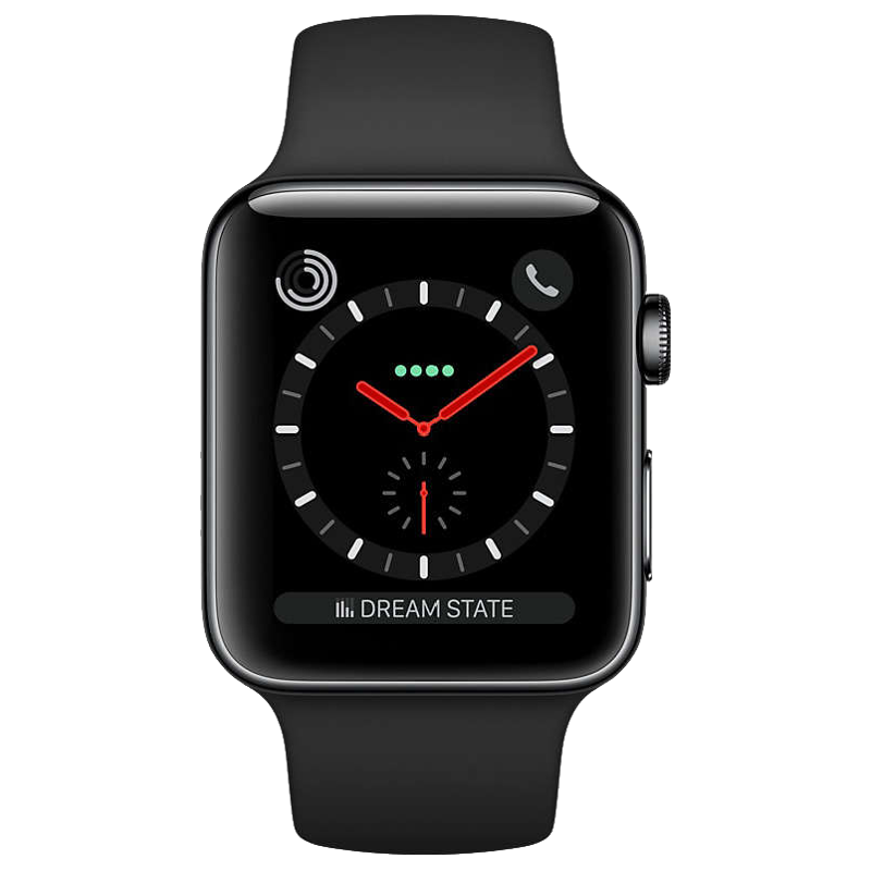 

Apple Watch Series 3 Smart Watch (GPS+Cellular, 38mm) (Supports Apple Watch e-SIM, MQLW2HN/A, Black/Space Black, Silicone Band), No color