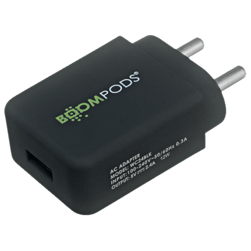 

Boompods 2.4 A 1 USB Wall Charging Adapter (BP-WPA-2.4A-BLK, Black)