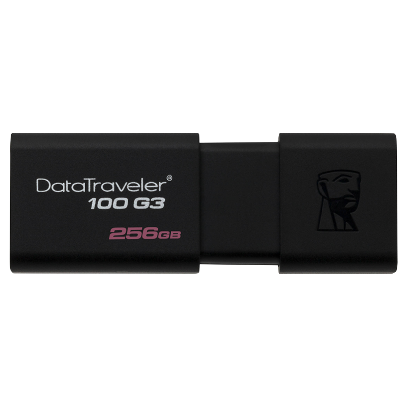 

Kingston Data Traveler 256GB USB 3.0 Flash Drive (DT100G3/256GBIN, Black), No color